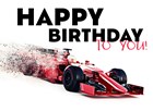 verjaardagskaart rode formule 1 auto